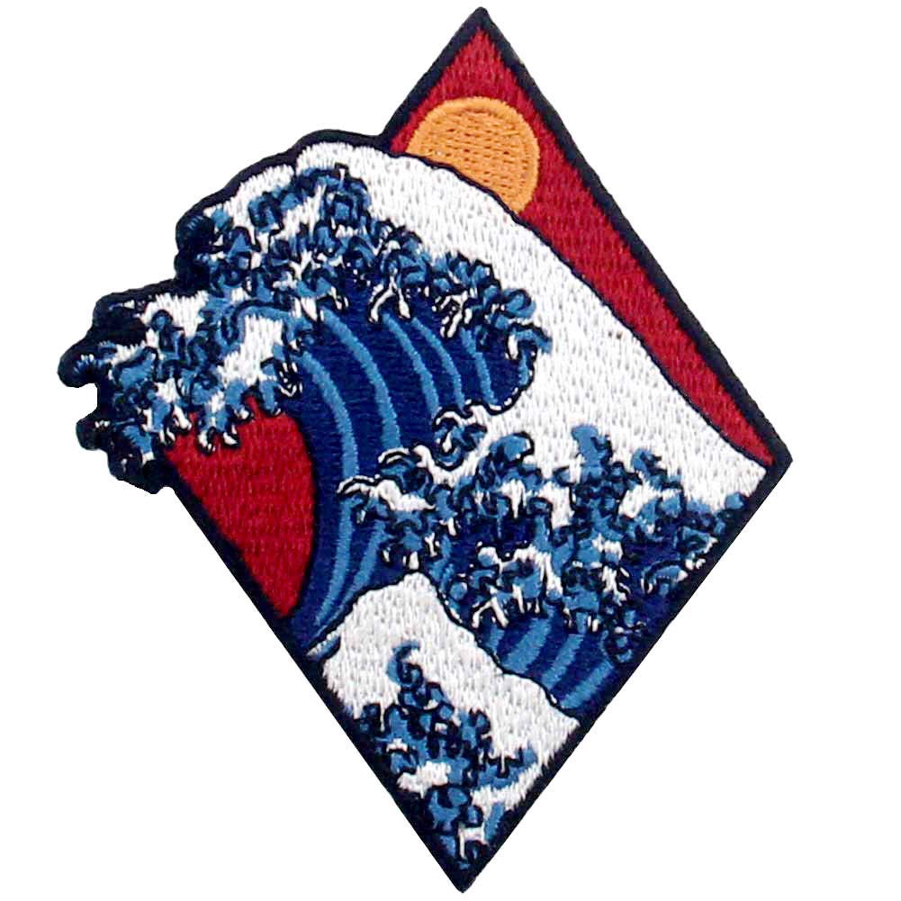 ZEGIN Tsunami Wave Great Wave Patch Embroidered Applique Badge Iron On Sew On Emblem