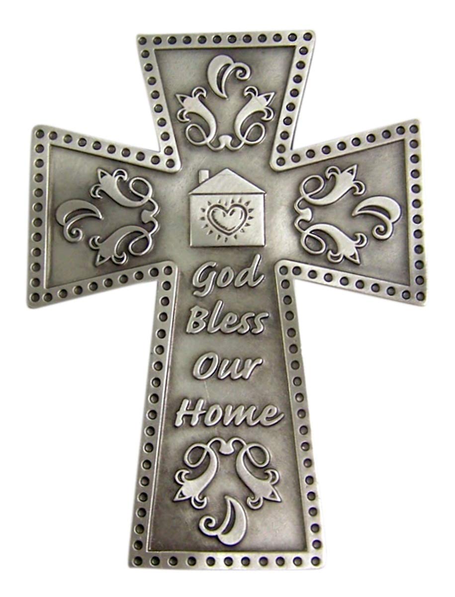 God Bless Our Home Pewter Wall Cross 4 7/8 Inch