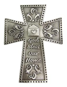 God Bless Our Home Pewter Wall Cross 4 7/8 Inch