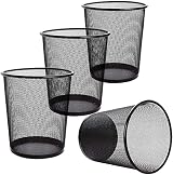 Tebery 4 Pack Mesh Waste Paper Bin 12 Litre Black Metal Mesh Wastebasket view 1