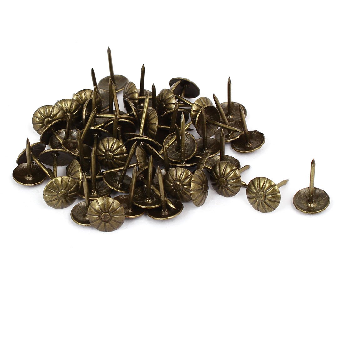 sourcingmap 7/16 Inch Dia Daisy Upholstery Tack Nail Decorative Thumbtack Pushpin Doornail 60PCS