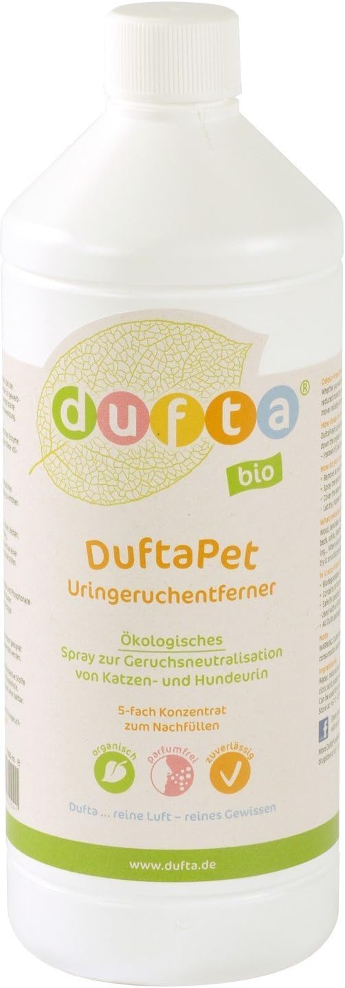 Scented APET Urine Geruchsent 1 Litre 5 x Concentrate – 'Neua – Ecological Spray for Dog and Cat Rodent Urine Odour Neutralizing etc. Effective to all organic Odours around Animal Effect, e.g. River Mark KOT, Sweat & saliva. Vegan and not tested on animals. This is a must have for any pet Holder. Dufta... Pure Air... Conscience.