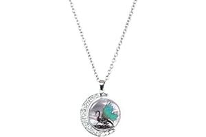 DEQIYIJI Dragon Gifts Wing Dragon Necklace Jewelry For Women Men Teen Girls Boys Crescent Half Moon Pendant Necklace