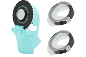 MEISO 3D Embossed Label Printer with 2 Rolls Tapes, Manual Label Maker Machine, Ergonomic Design Mini Easy Efficient Portable