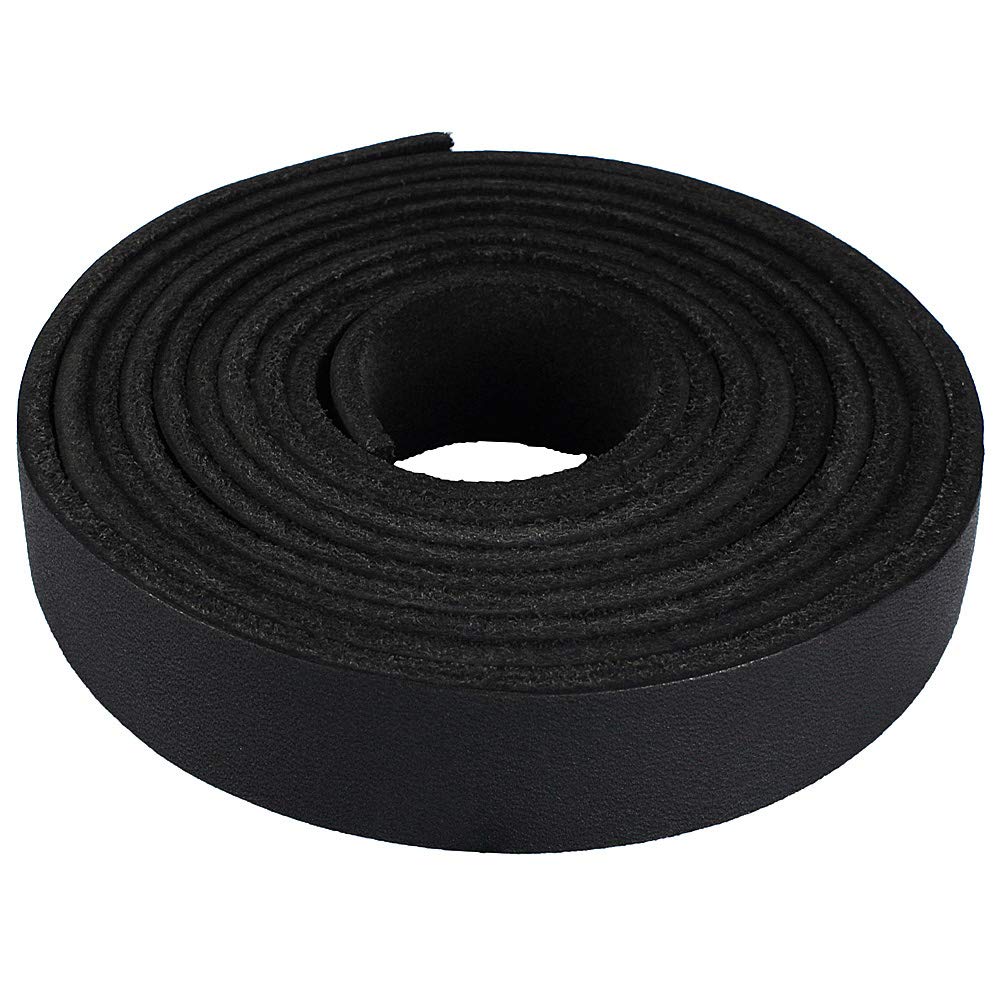LolliBeads (TM) Genuine Leather Strap Leather Strip 3/4 Inch Wide and 72 Inches Long, Black