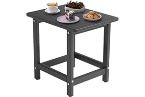 BIVODA HDPE Outdoor Patio Side Table, Adirondack Table (18.9x15x17.9in | Weatherproof | Plastic | for Outside, Front Porch, Deck, Poolside, Balcony | 10+ Years of Lifespan) - Black