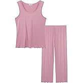 Joyaria Womens Bamboo Viscose Pajama Sets Tank Top Pjs Ultra Soft Sleepwear S-XXL