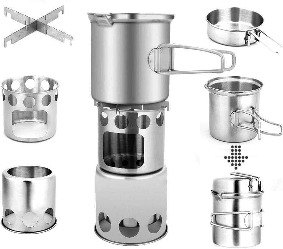 Mayyou Camping Set Pot extérieur Portable en Acier Inoxydable Camping