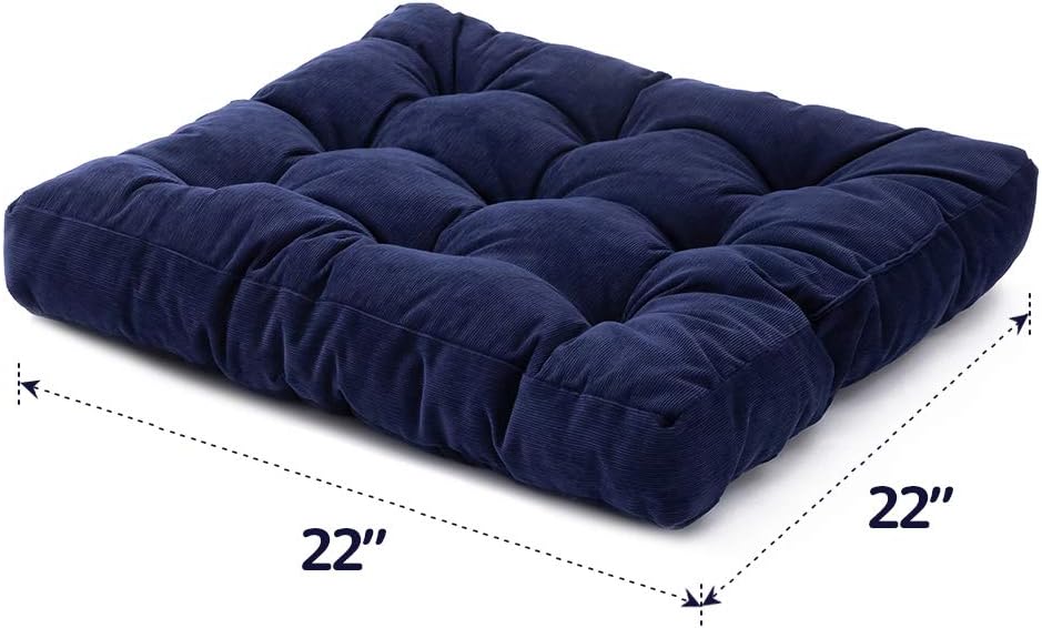 HIGOGOGO Floor Pillow, Square Meditation Pillow for Seating on Floor Solid Thick Tufted Seat Cushion Meditation Cushion for Yoga Living Room Sofa Balcony Outdoor, Navy, 22x22 Inch: Furniture & Decor