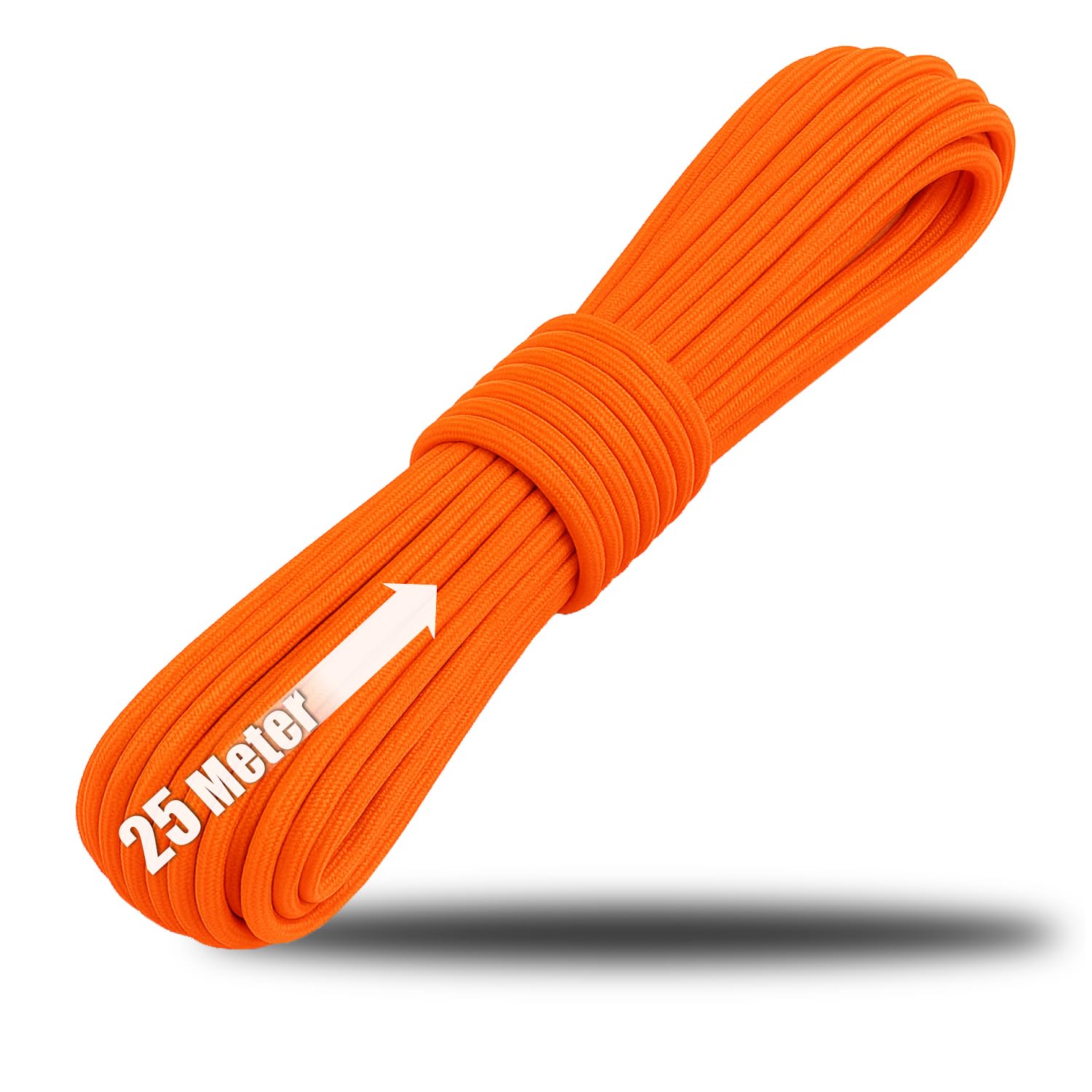 COM-FOUR® Paracord cord Ø 4 mm, 25 m - rope with 7 core strands for boats, camping, outdoor - nylon rope with 250 kg load capacity - tent rope, guy rope, all-purpose rope