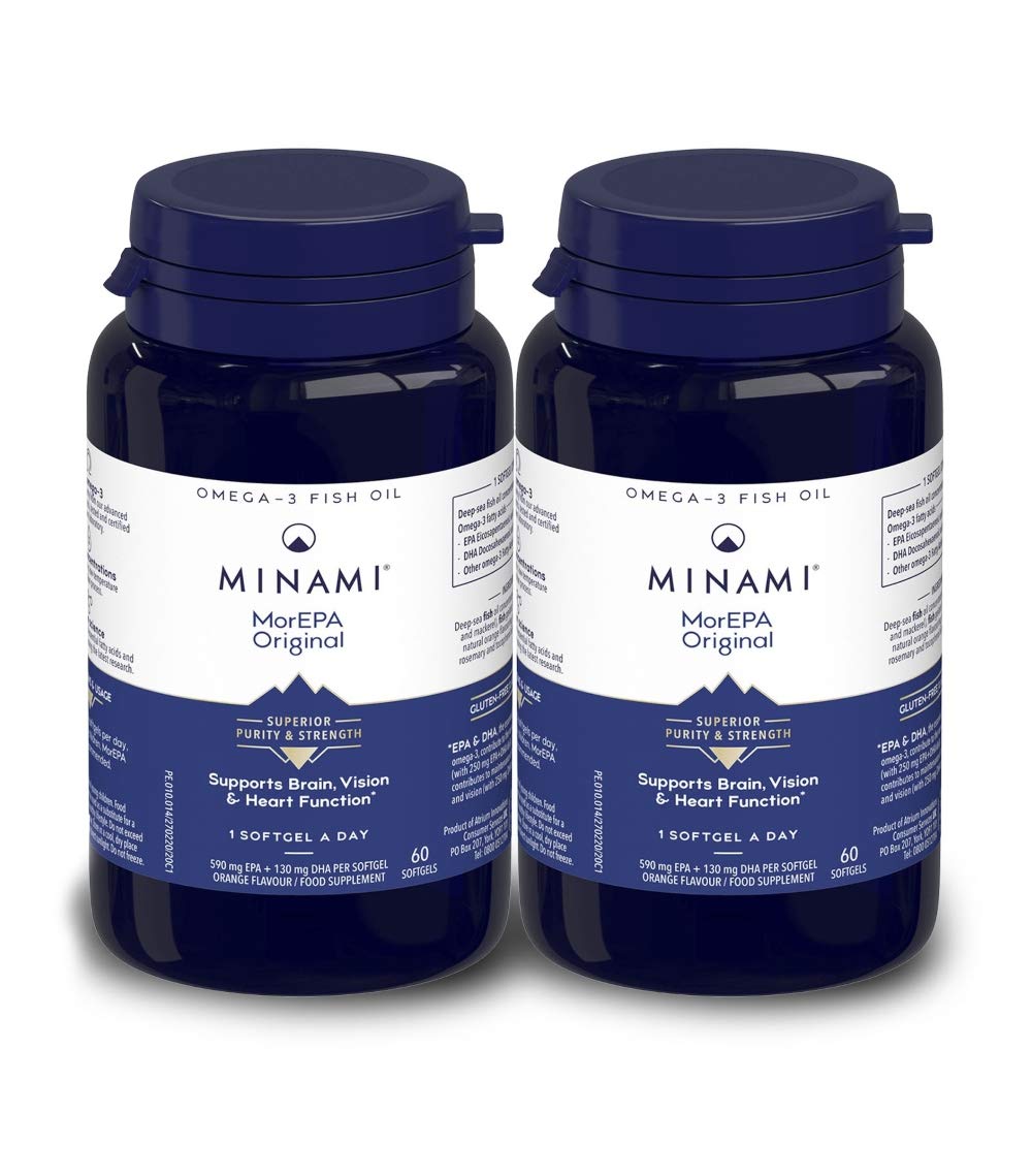 Omega 3 Fish Oil Supplement - Minami - MorEPA Original with high concentration of EPA, DHA - Supports Normal Brain, Vision and Heart function - 120 Softgels