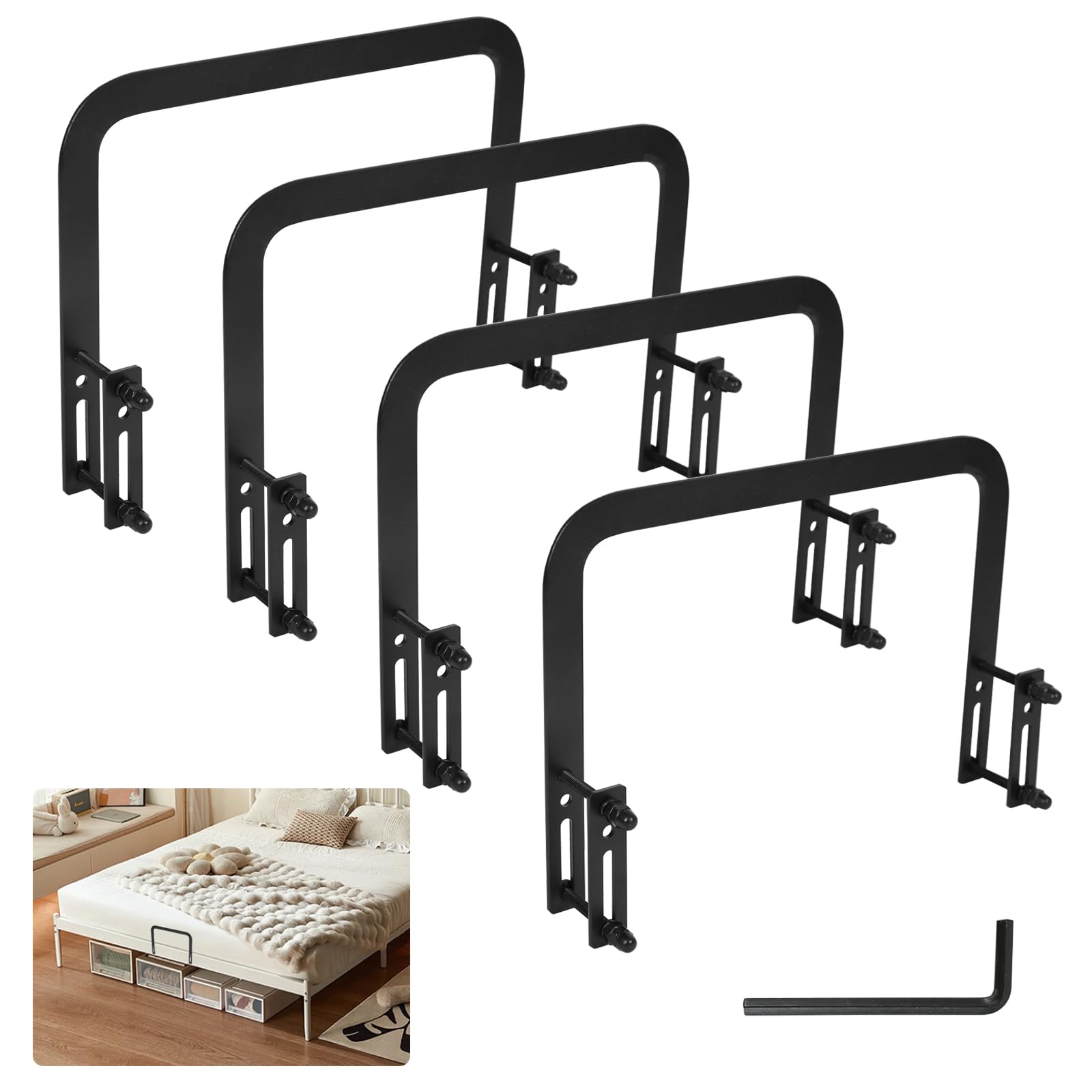 XQZMD Mattress Retainer Bar, Good Loading Capacity Anti Slip Mattress Slide Stopper with Installation Accessories, 11 Inch Mattress Stopper Bar for Home, Hotel (4pcs)