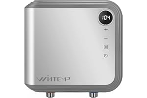 WINTEMP Tankless Water Heater Electric 3.5KW 110~120V, Designed to Provide Hot Water on Demand Without the Need for a Storage Tank, Use a Self - Adjusting Rotatable Digital Display Silver ETL