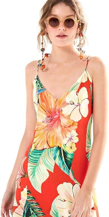 vestido longo chita tropical