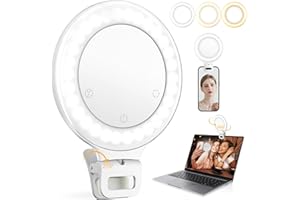 CNUOKY Ring Light - 3 Mode Selfie Rechargeable Large Capacity Battery Portable 60 LED Adjustable Brightness Clip on for Phone, iPad, Laptop, Makeup, TikTok, Photography, Vlog, YouTube