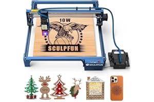 SCULPFUN S30 Pro 10W Laser Engraver with Auto Air Assist Pump & Nozzle, Cleaner and Faster Laser Cutter, Higher Accuracy Laser Engraving Machine, 10x Service Life, 36.8"x35.6" Expandable Working Area