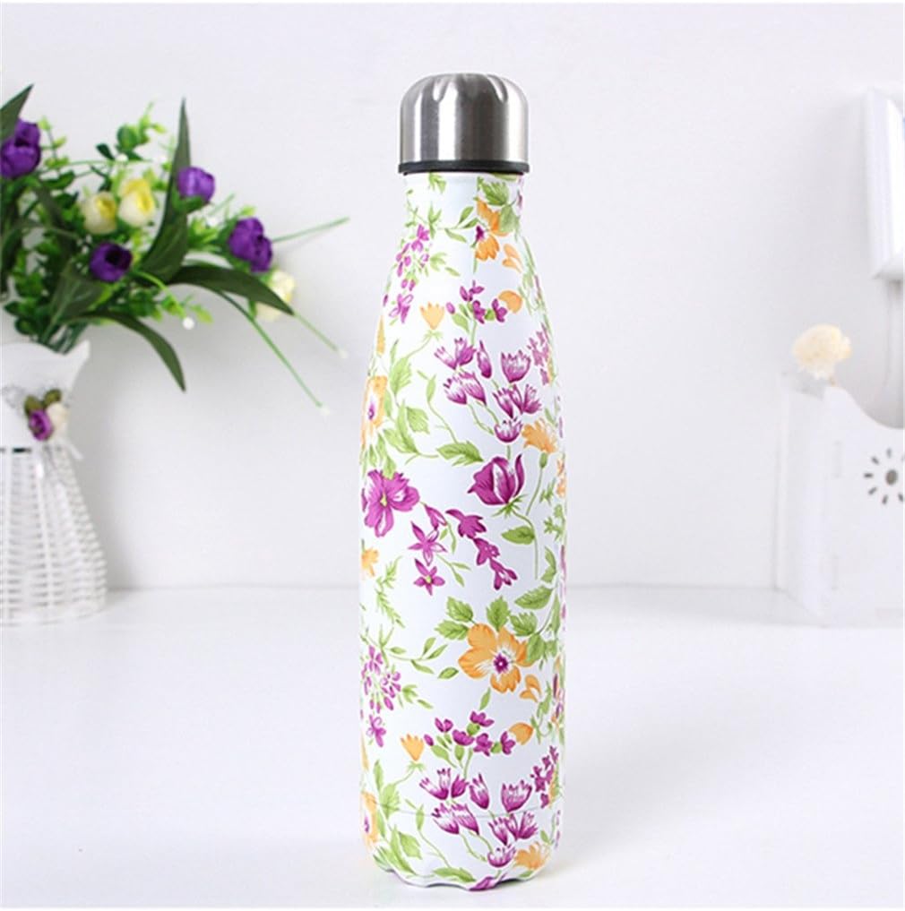 ADGWRA 350/500Ml Cola Bottle,Inner Copper Plating Vacuum Insulated Bpa Free,Water Bottle Pink 500ml