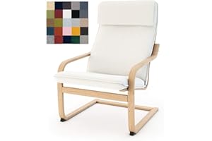 Vepping Lude Multi Colored Armchair Replacement Cover, Fits IKEA Poäng Armchair, Cushion not Included (Cushion Design 3, Cotton - White)