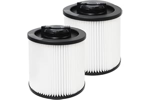 MMXIANG DXVC6910 Shop Vac Filter Compatible with DeWalt Wet Dry Vacuum Cleaners 6-16 Gallon, Replacement for Dewalt Vacuum Filter DXV06P DXV09P DXV10P DXV10PL DXV10SA DXV12P DXV14P DXV16P, 2 Pack