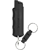 Sabre Pepper Spray with Quick Release Keychain for Self Defense &ndash; Maximum Police Strength OC Spray with UV Marking Dye, Twist Lock Safety, Finger Grip, 10‑Second Spray, 14‑ft Range, Made in USA