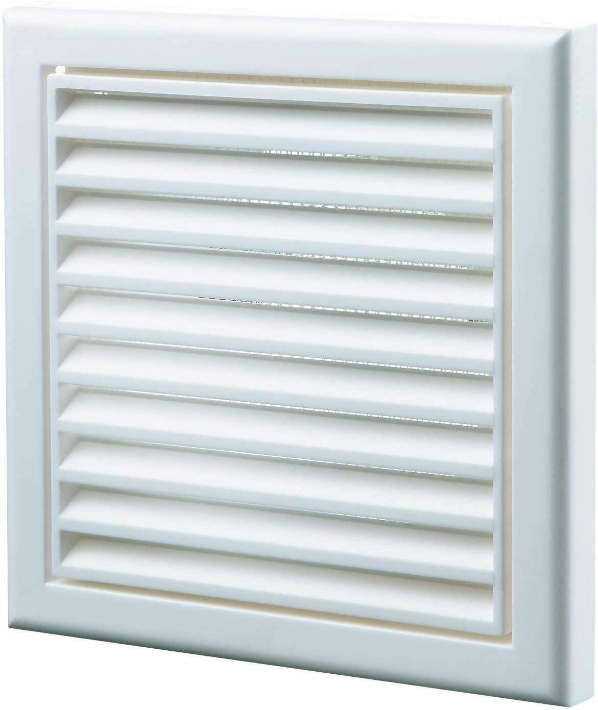 Vents 150mm White Fixed Blade Vent Grille with Fly Mesh – 185 x 185mm Diameter Vent for Bathroom & Kitchen Ventilation