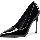 Mhuire Women High Heels 4 inch Stiletto Pumps Sexy Pointed Toe Patent Leather Slip On High Heel Dress Evening Party Pump Shoes