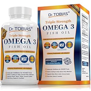 Dr. Tobias Omega 3 Fish Oil Triple Strength, Burpless, Non-GMO, NSF-Certified, 180 Counts