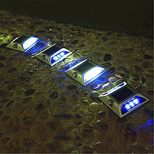 Deck Lights, SOLMORE 2 Pack LED Solar Dock Path Road Lights Marker lights,Waterproof Driveway Warning Lights for Outdoor Fence Patio Stud Yard Garden Pathway Stairs Step Lights White
