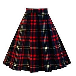 Girstunm Women's Pleated Vintage Skirt Floral Print