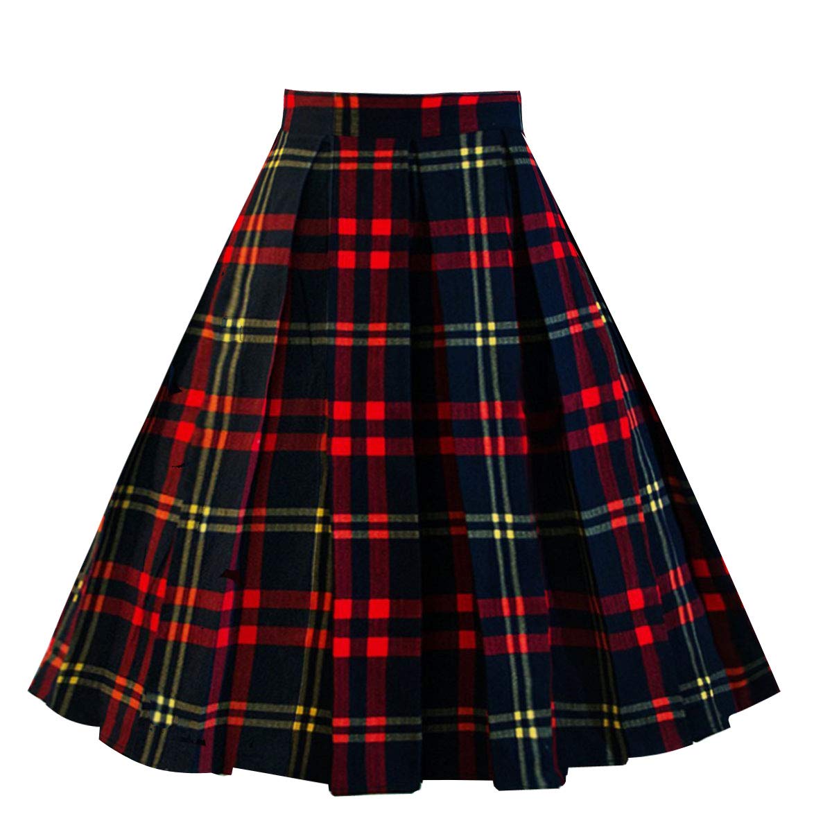 Girstunm Women's Pleated Vintage Skirt Floral Print