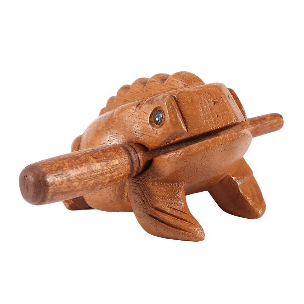 Yosoo Thailand Traditional Home Office Decor Deluxe Craft Wooden Lucky Frog Croaking Musical Instrument Tone Block (Size : 10.6cm)