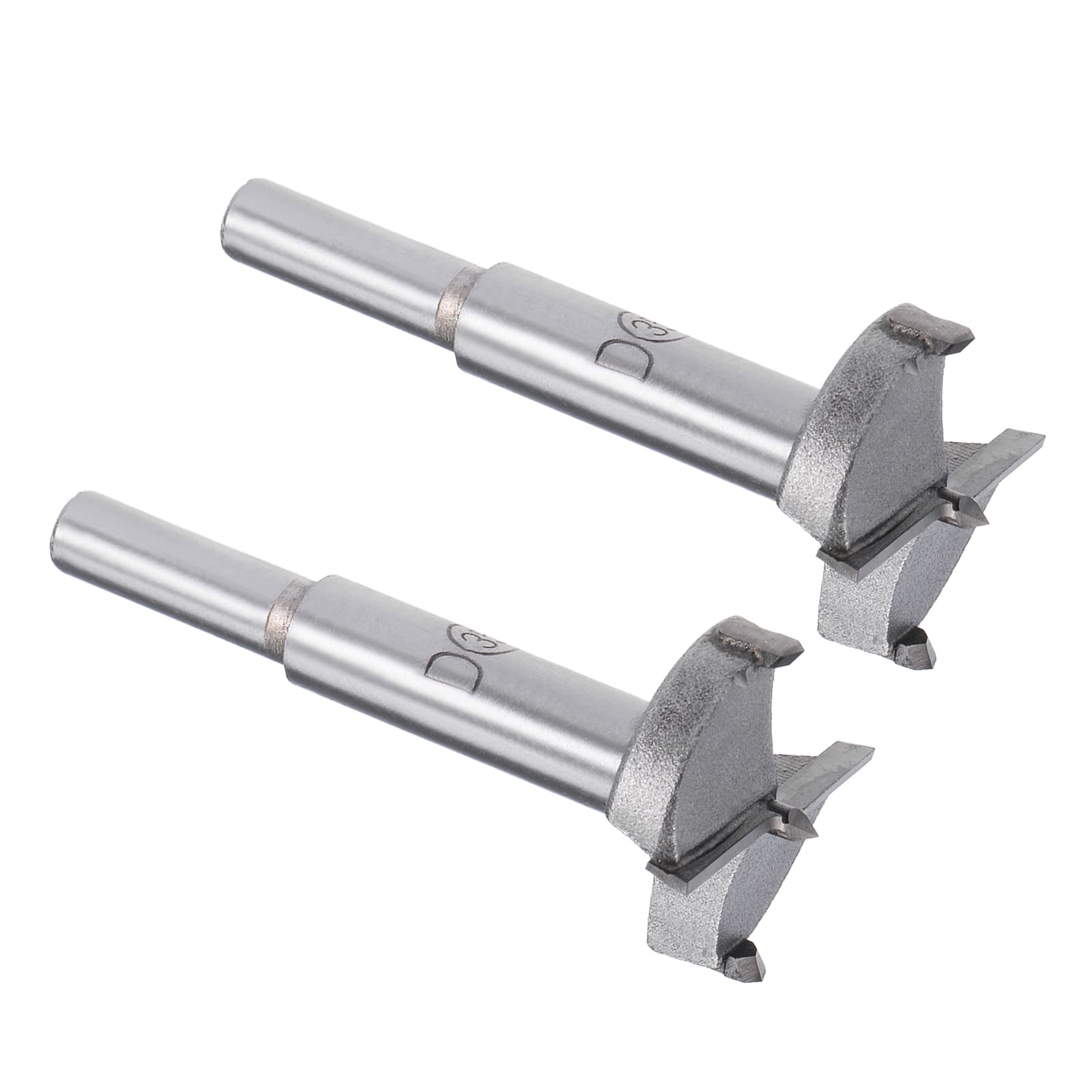 Kozelo 2pcs Forstner Drill Bits - [35mm] Tungsten Carbide Auger Opener for Wood Furniture Hinge Woodworking Use, Round Shank, Gray