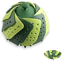 Cyrder Lotus steamer basket, Folding Steamer,BPA-Free,Green Kitchenware Accessory, Non-Scratch, Silicone