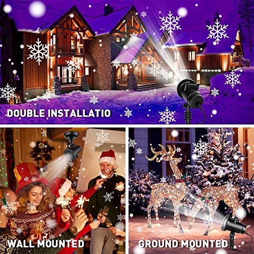 Christmas Snowflake Projector Lights - 16 Slides Decoration Projector Light Christmas Projector Lamp with Remote Control, Waterproof LED Projector Landscape Projector for Christmas Halloween Birthday