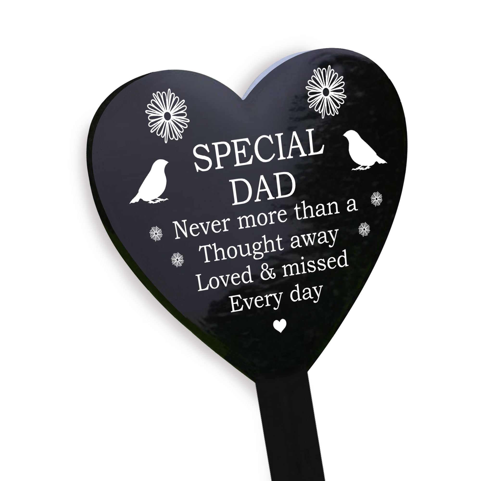RED OCEAN Special Dad Graveside Memorial Marker - Black Acrylic Grave Heart Ornament - Memorial Plaque Tribute For Dad From Daughter Son - Bereavement Gifts For Dad (RO-26731)