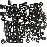 100 Wood Letter Scrabble Tiles - Black Color - 1 Complete Sets - Game Replacement Crafts Weddings Scrapbooking