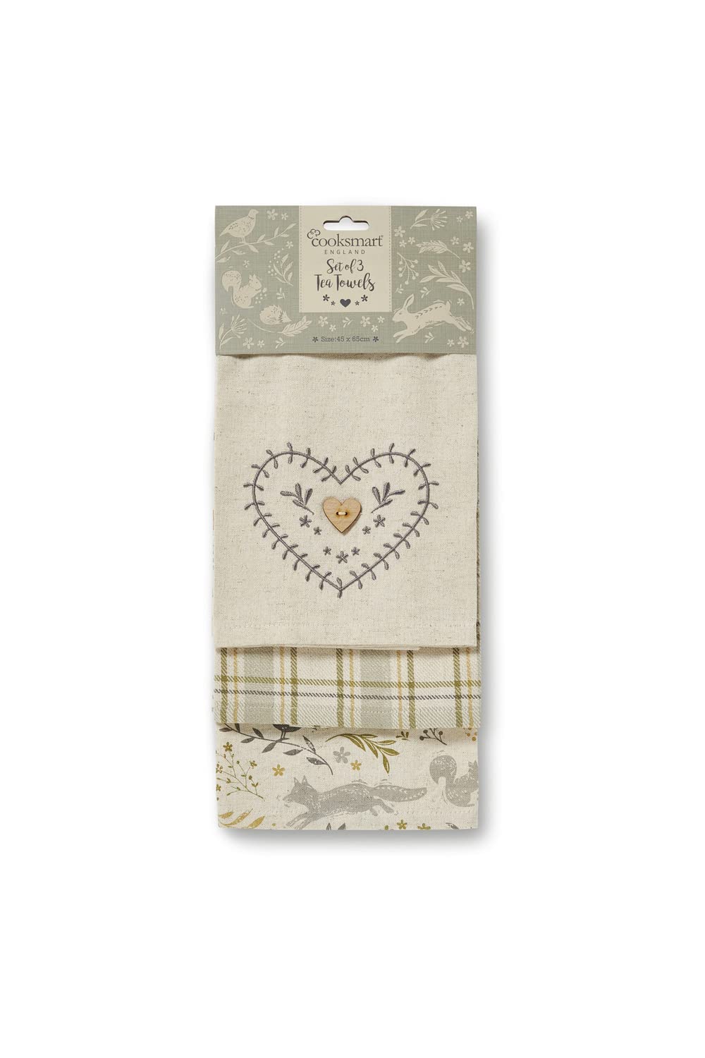 Cooksmart British Designed Pack of 3 Tea Towels | Luxury Tea Towels for Kitchen | Modern Designed Tea Towel Set