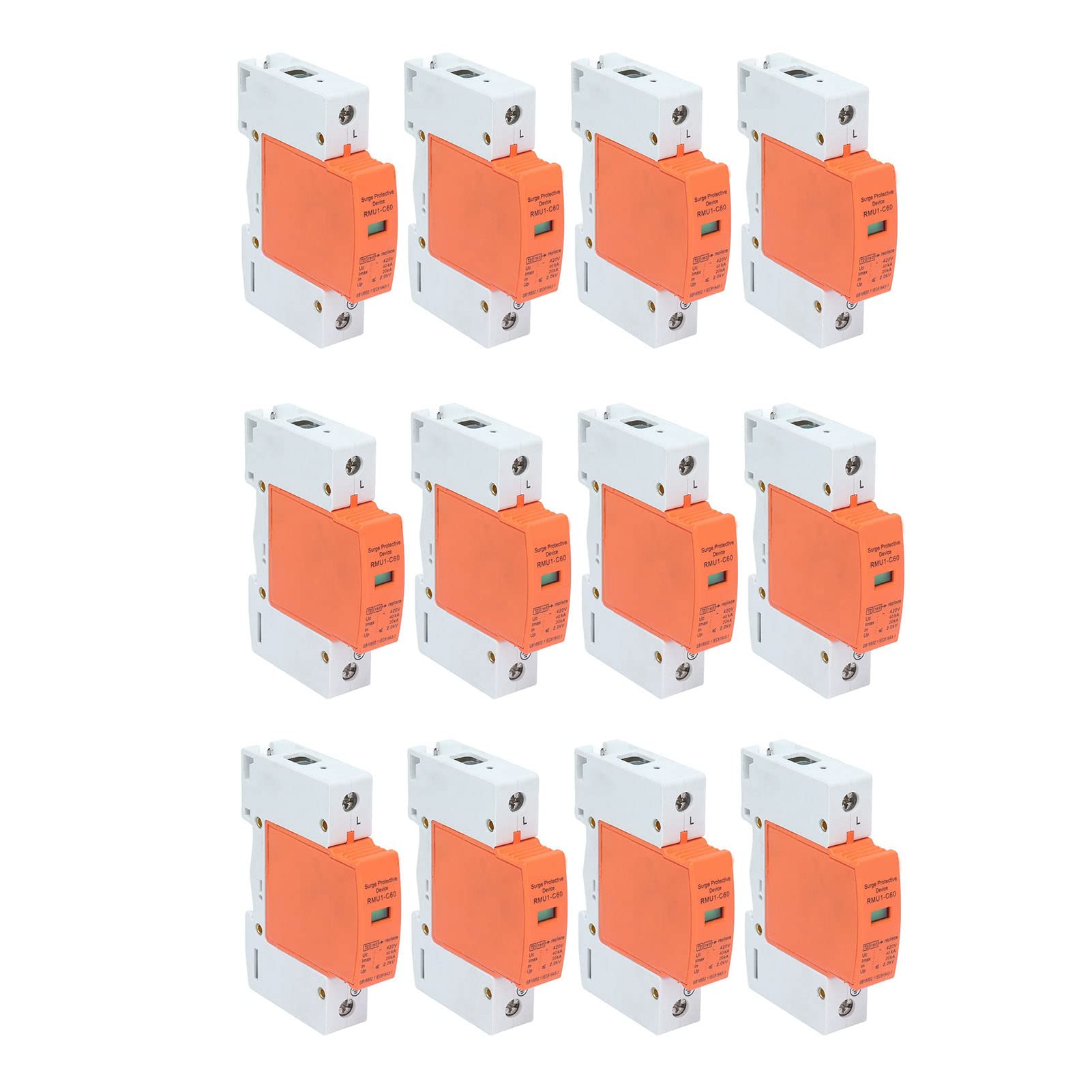 Surge Protective Device, 4Pcs 1P House Arrester Device, Device Surge Arrester Protector Device DIN Rail Mounting SPD House Arrester AC 420V RMU1‑C60 (Imax：40kA)