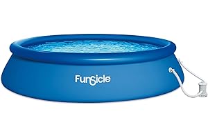 Funsicle 10 Foot x 30 Inch Quickset Round Inflatable Ring Top Outdoor Above Ground Swimming Pool Set with Pump and Type I Cartridge Filter, Blue