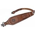 TOURBON Vintage Leather Ammo Holder Rifle Sling Adjustable Hunting Gun Strap with Swivels