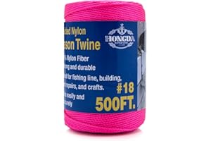 HONGDA Nylon Twine, 500 Feet #18 Braided Nylon Mason line String Perfect for Masonry Jobs and for The Layout of General Construction, Gardening, DIY Project, Fluorescent Pink