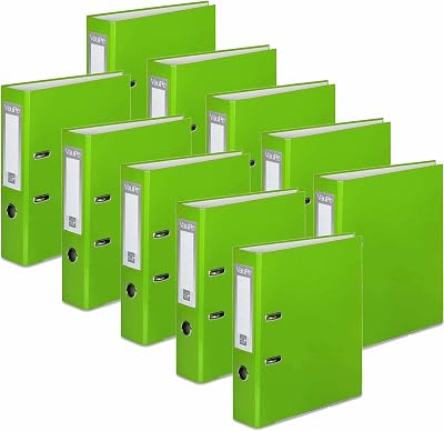 Office Centre 10 A4 Green Lever Arch Files Metal Edge 7.5cm Spine 32cm High