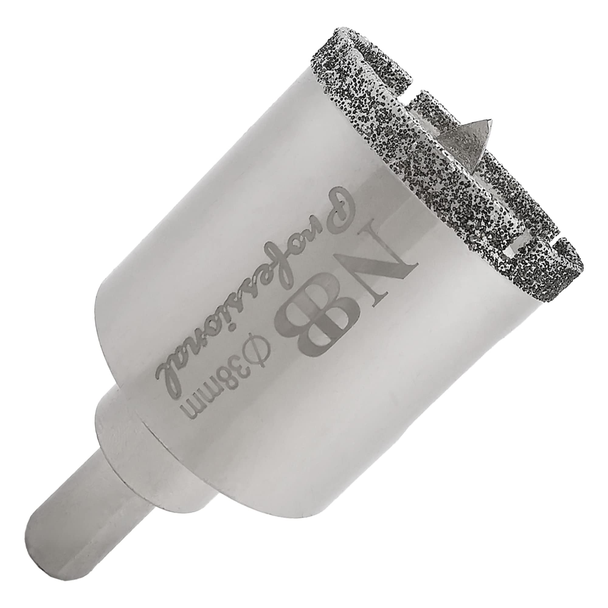 NBB Diamond Drill Bits with Triangle Shank, Diamond Crown, Wet Drill in Marble, Luxury Stone, Ceramic, Granite, Tile, Glass, Galvanized, in Cable Drills or Cordless (38mm)