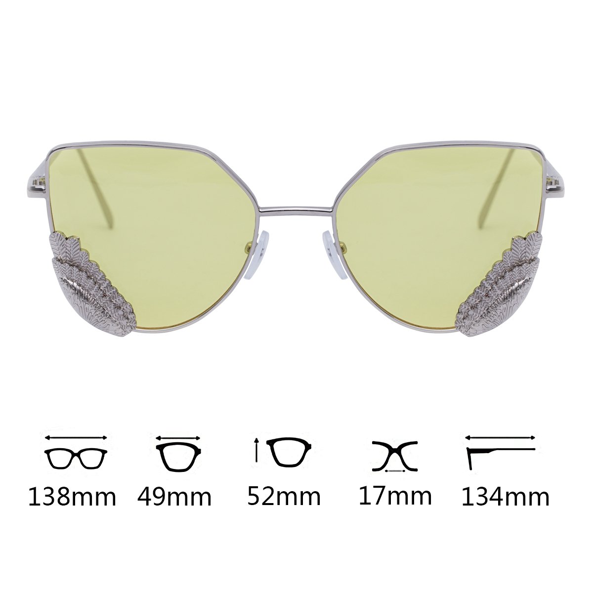 WISH CLUB Women Cat Eye Sunglasses Fashion Designer Transparent UV 400 Stylish Modern Party Glasses (Light Yellow)