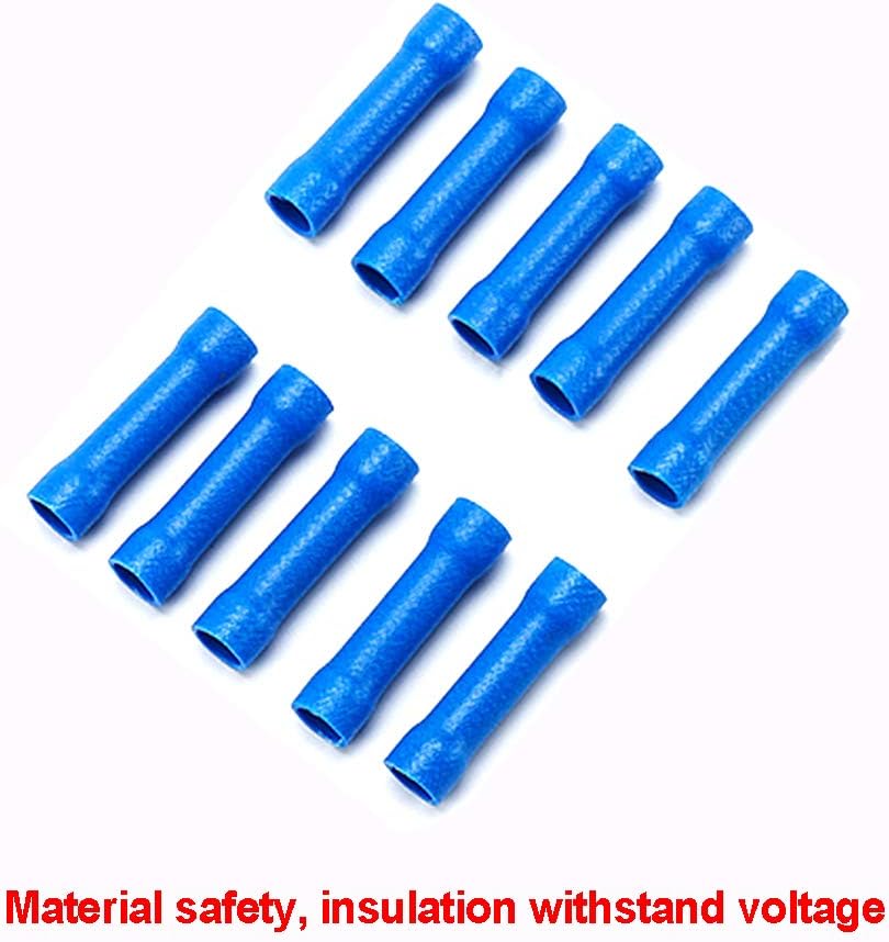 CEEYSEE 100Pcs of Blue Insulated Butt Splice Terminal Butt Splice Electrical Wire Crimp Connectors(PTL), Blue 16-14AWG - Image 5