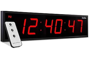 Ivation Oversized Large Digital Wall Clock - Big LED Digital Clock w/Large Display, Shelf or Wall Mount (30 Inch - Red) 6 Bri