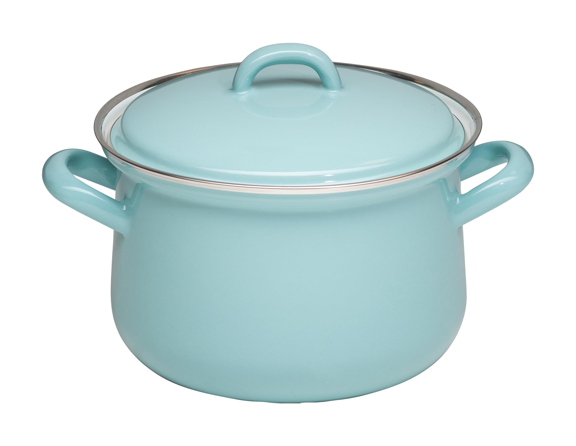 Riess, 0606-109 Casserole Pot with Lid 16 cm, 1.5 L, Natural Green Light, Green, 1.054 kg, 16 cm Diameter, 1.5 litres, 23 x 17.7 x 11.3 cm, Enamel, Induction