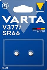 VARTA V377 SR66 Battery Pack of 2 Silver Oxide Coin 21mAh 6.8mm