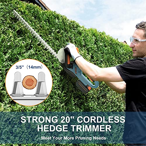 Handife Cordless Hedge Trimmer, 20V 4.0Ah Powerful Electric Hedge