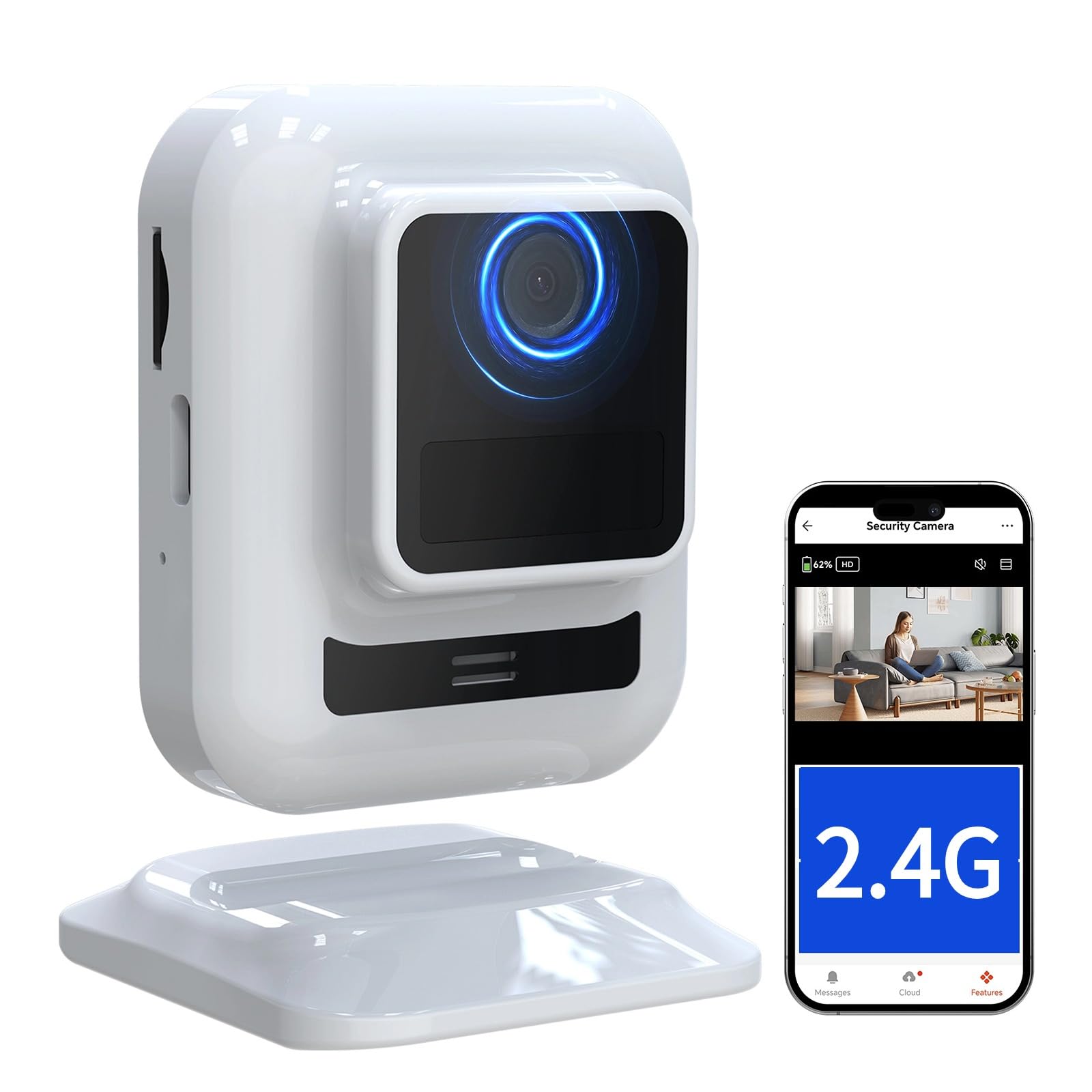 Cuifati 4G LTE Cellular Security Camera, SIM & SD Card Not Included, 2MP 2 Way Audio WiFi Indoor Surveillance Camera for Home Security, HD Night Vision, Motion Detection, Magnetic Install